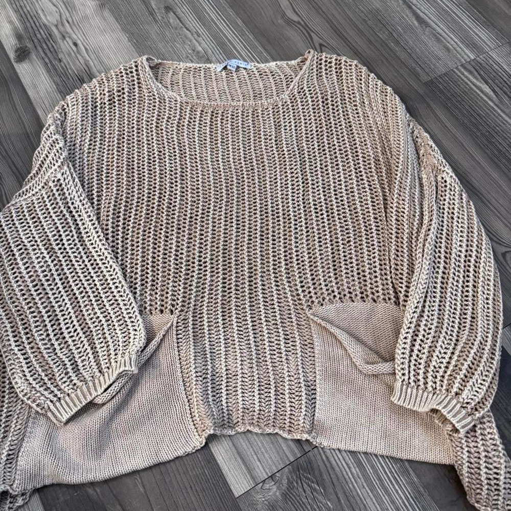 Tempo Paris cream knit ribbed sweater one size swimsuit cover